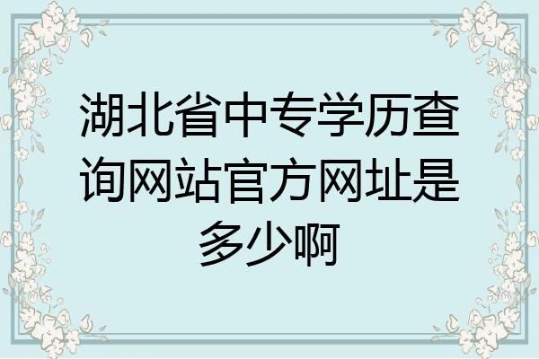 湖北省中专学历查询网站官方网址是多少啊