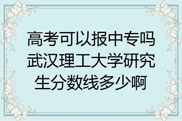 高考可以报中专吗武汉理工大学研究生分数线多少啊