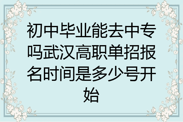 初中毕业能去中专吗武汉高职单招报名时间是多少号开始