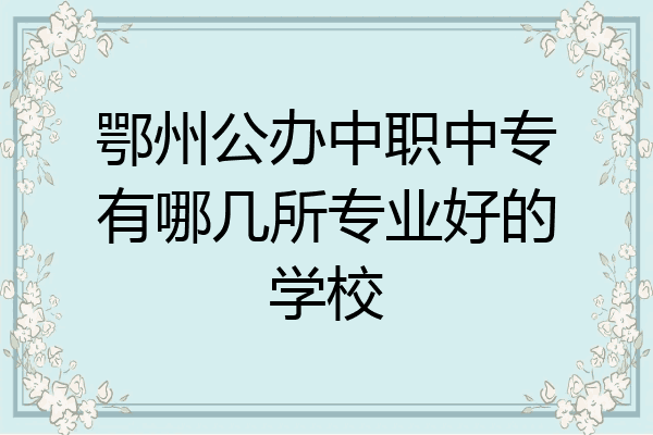 鄂州公办中职中专有哪几所专业好的学校