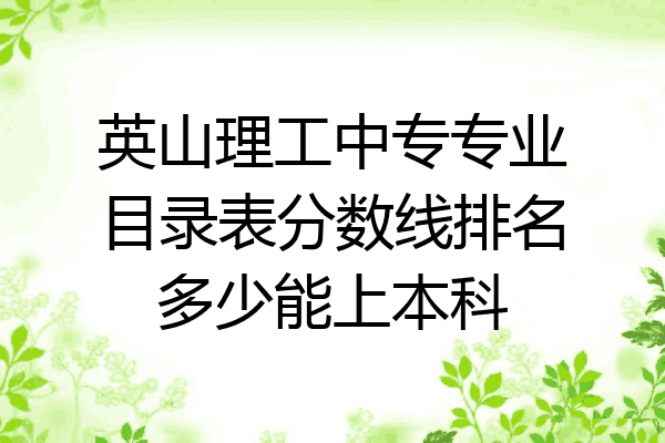 英山理工中专专业目录表分数线排名多少能上本科