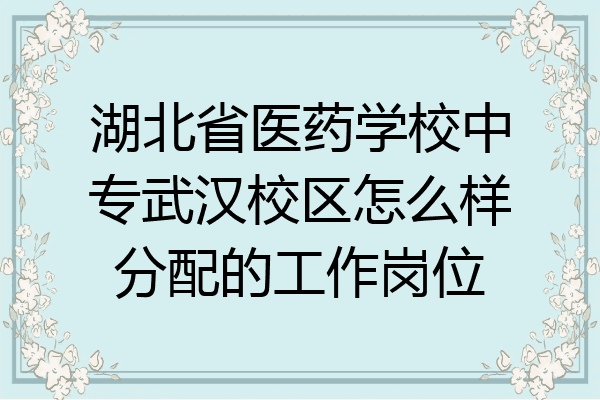 湖北省医药学校中专武汉校区怎么样分配的工作岗位