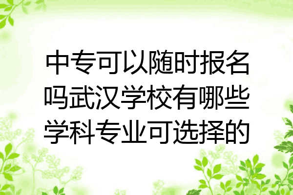 中专可以随时报名吗武汉学校有哪些学科专业可选择的
