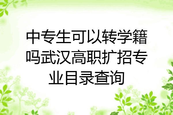 中专生可以转学籍吗武汉高职扩招专业目录查询