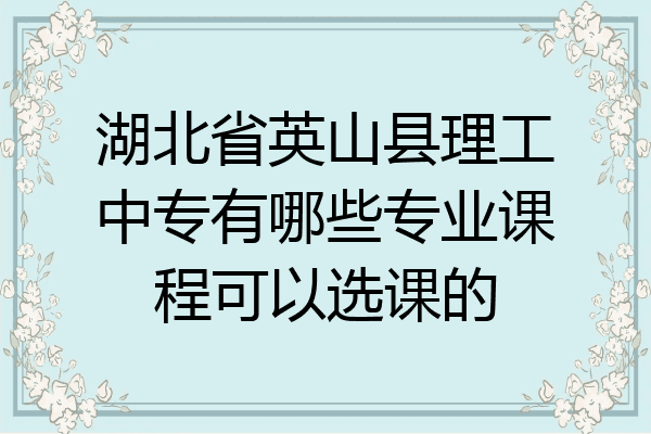 湖北省英山县理工中专有哪些专业课程可以选课的