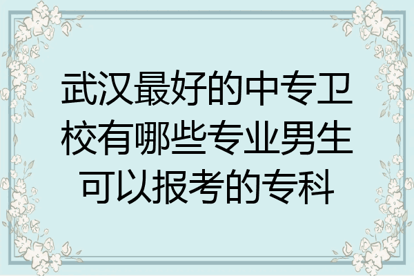 武汉最好的中专卫校有哪些专业男生可以报考的专科