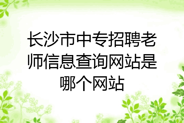 长沙市中专招聘老师信息查询网站是哪个网站