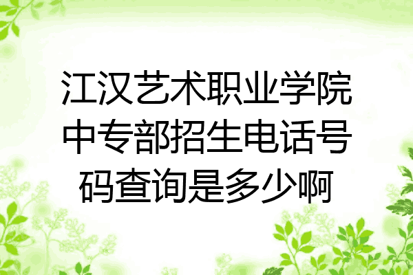 江汉艺术职业学院中专部招生电话号码查询是多少啊