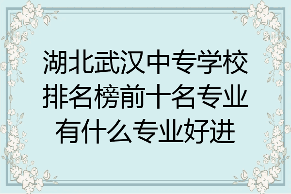 湖北武汉中专学校排名榜前十名专业有什么专业好进