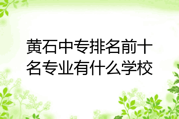 黄石中专排名前十名专业有什么学校