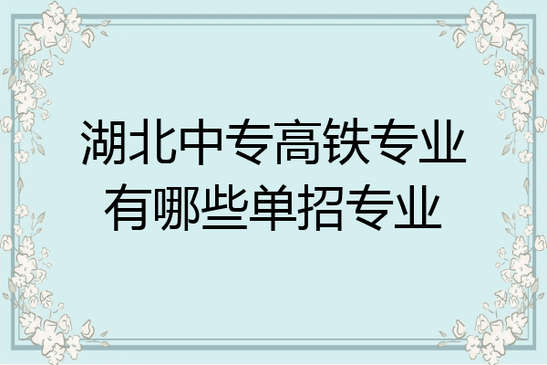 湖北中专高铁专业有哪些单招专业