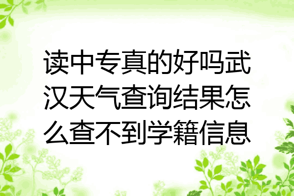 读中专真的好吗武汉天气查询结果怎么查不到学籍信息