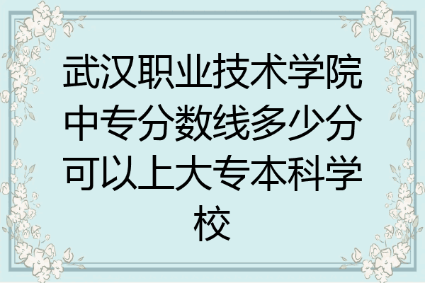 武汉职业技术学院中专分数线多少分可以上大专本科学校