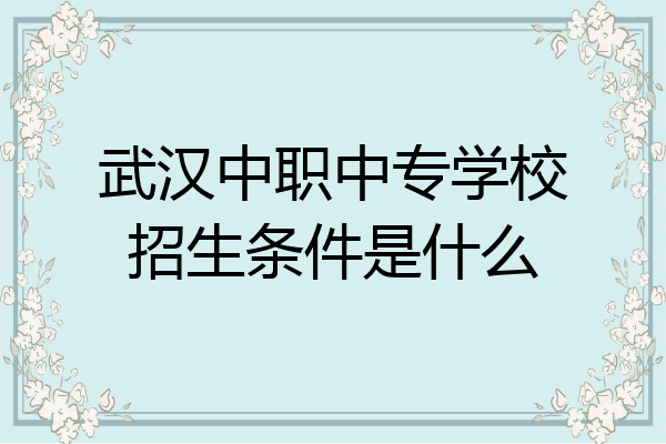 武汉中职中专学校招生条件是什么