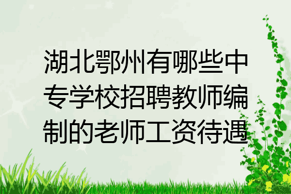 湖北鄂州有哪些中专学校招聘教师编制的老师工资待遇