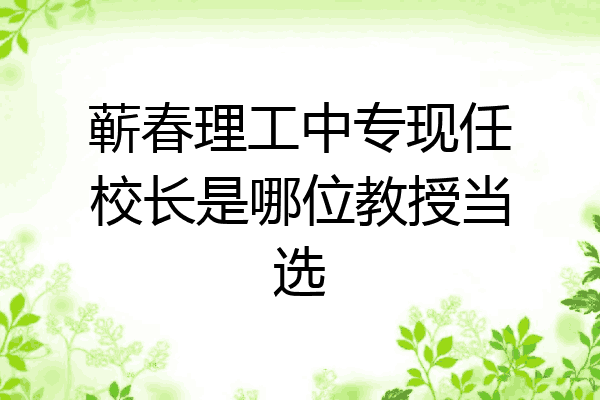 蕲春理工中专现任校长是哪位教授当选