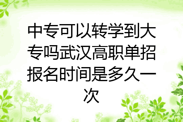 中专可以转学到大专吗武汉高职单招报名时间是多久一次