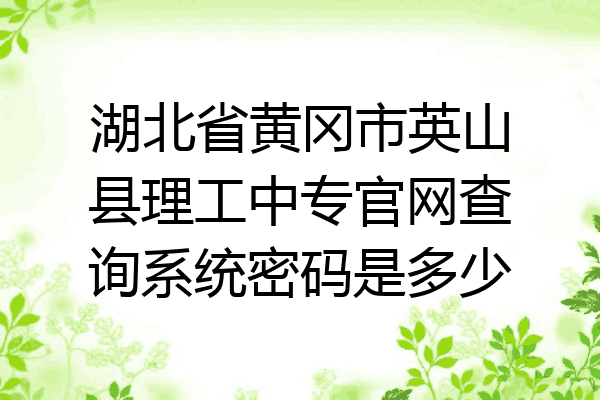 湖北省黄冈市英山县理工中专官网查询系统密码是多少