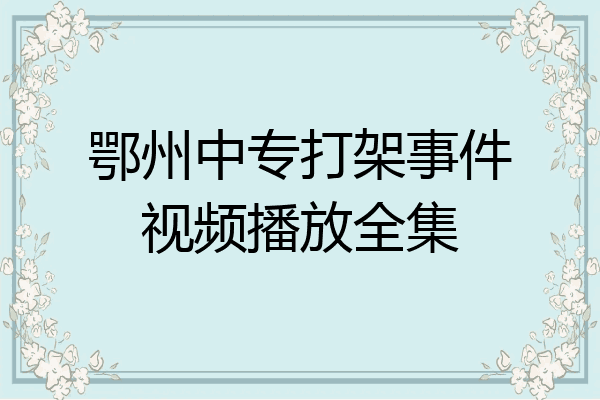 鄂州中专打架事件视频播放全集