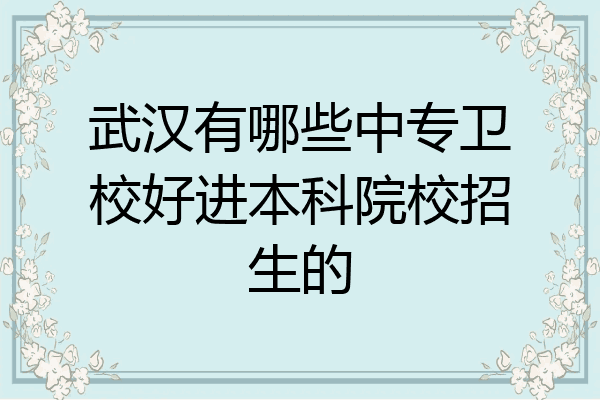 武汉有哪些中专卫校好进本科院校招生的