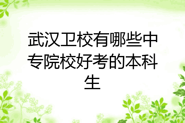 武汉卫校有哪些中专院校好考的本科生