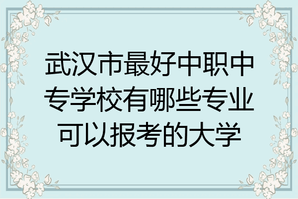 武汉市最好中职中专学校有哪些专业可以报考的大学