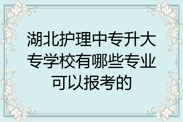 湖北护理中专升大专学校有哪些专业可以报考的