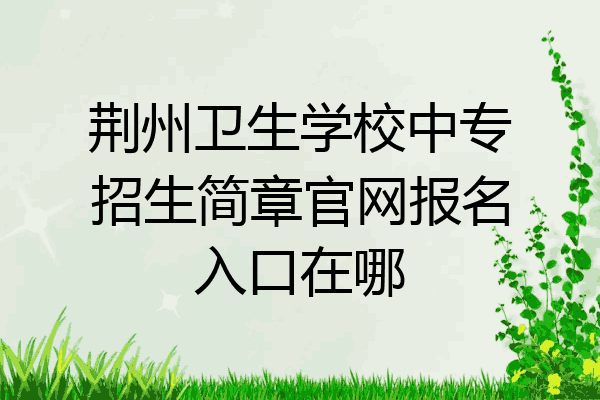 荆州卫生学校中专招生简章官网报名入口在哪