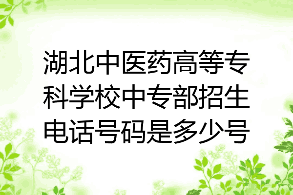 湖北中医药高等专科学校中专部招生电话号码是多少号