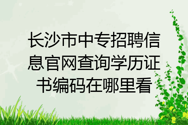 长沙市中专招聘信息官网查询学历证书编码在哪里看