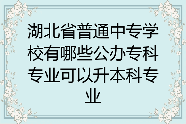 湖北省普通中专学校有哪些公办专科专业可以升本科专业