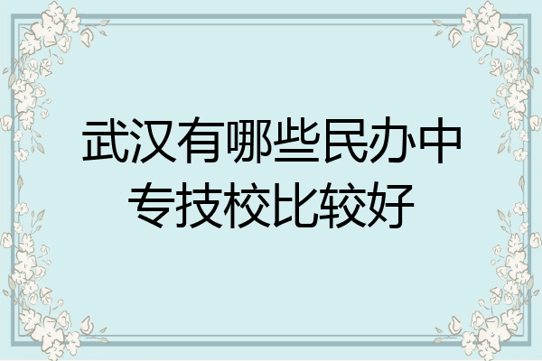 武汉有哪些民办中专技校比较好