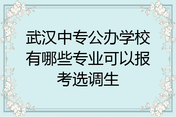 武汉中专公办学校有哪些专业可以报考选调生