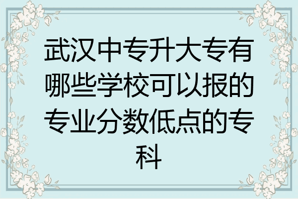 武汉中专升大专有哪些学校可以报的专业分数低点的专科