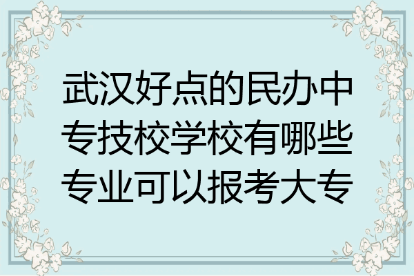武汉好点的民办中专技校学校有哪些专业可以报考大专
