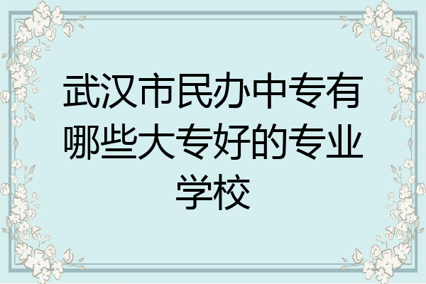武汉市民办中专有哪些大专好的专业学校
