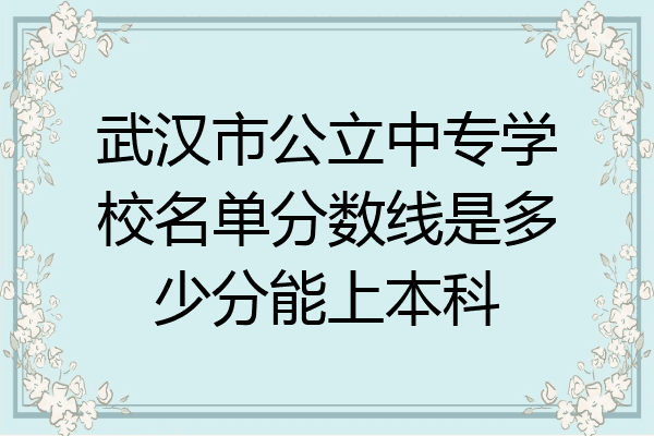 武汉市公立中专学校名单分数线是多少分能上本科
