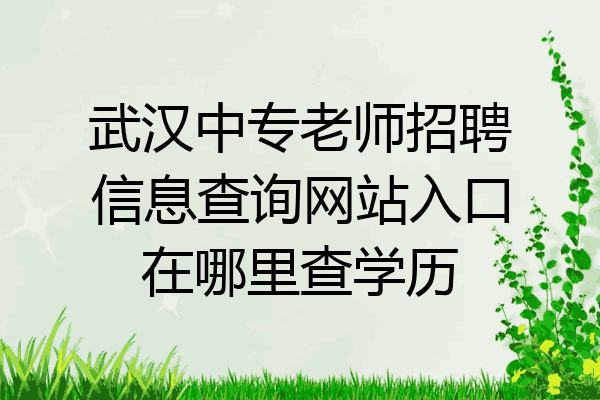 武汉中专老师招聘信息查询网站入口在哪里查学历