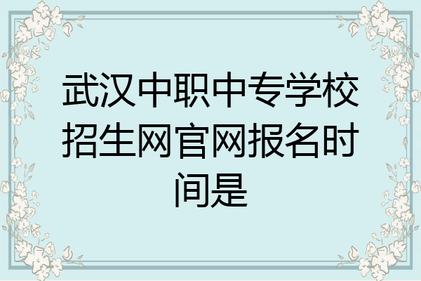 武汉中职中专学校招生网官网报名时间是