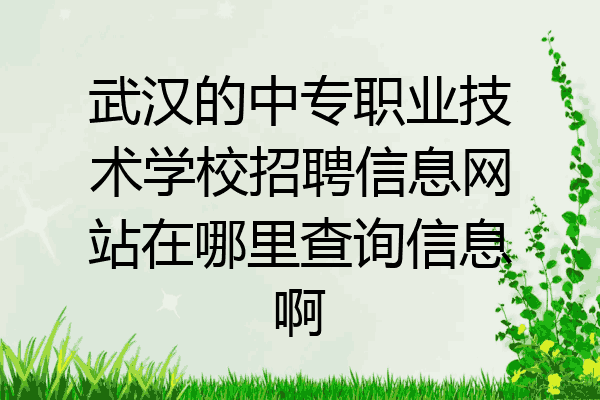 武汉的中专职业技术学校招聘信息网站在哪里查询信息啊