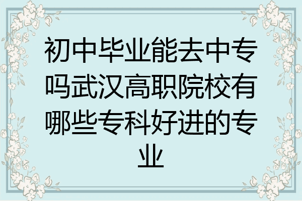 初中毕业能去中专吗武汉高职院校有哪些专科好进的专业