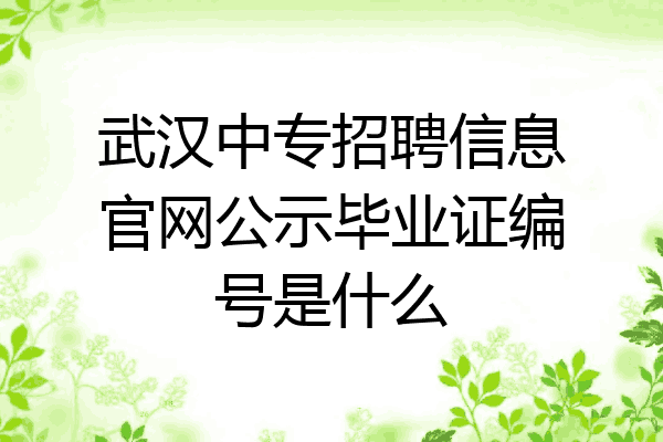 武汉中专招聘信息官网公示毕业证编号是什么