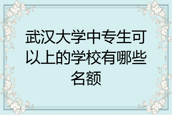 武汉大学中专生可以上的学校有哪些名额