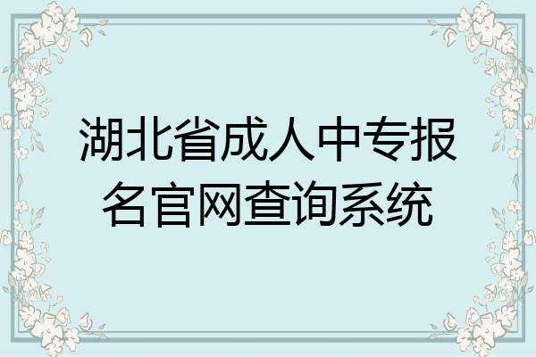 湖北省成人中专报名官网查询系统