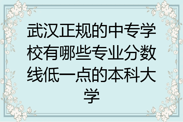 武汉正规的中专学校有哪些专业分数线低一点的本科大学