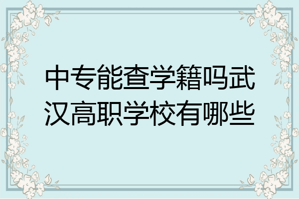 中专能查学籍吗武汉高职学校有哪些
