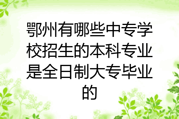 鄂州有哪些中专学校招生的本科专业是全日制大专毕业的