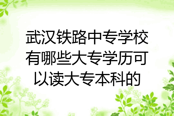 武汉铁路中专学校有哪些大专学历可以读大专本科的