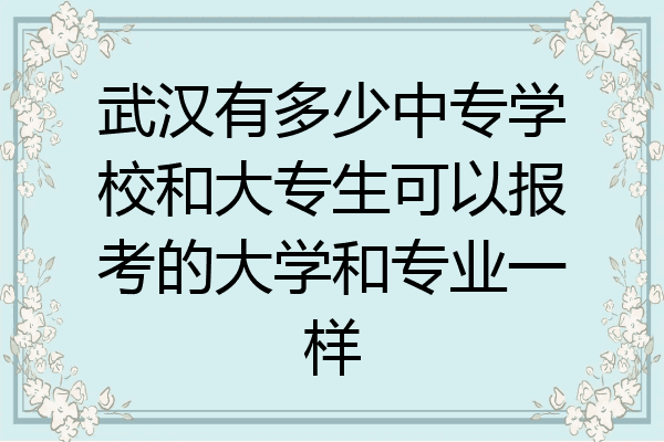 武汉有多少中专学校和大专生可以报考的大学和专业一样