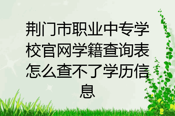 荆门市职业中专学校官网学籍查询表怎么查不了学历信息